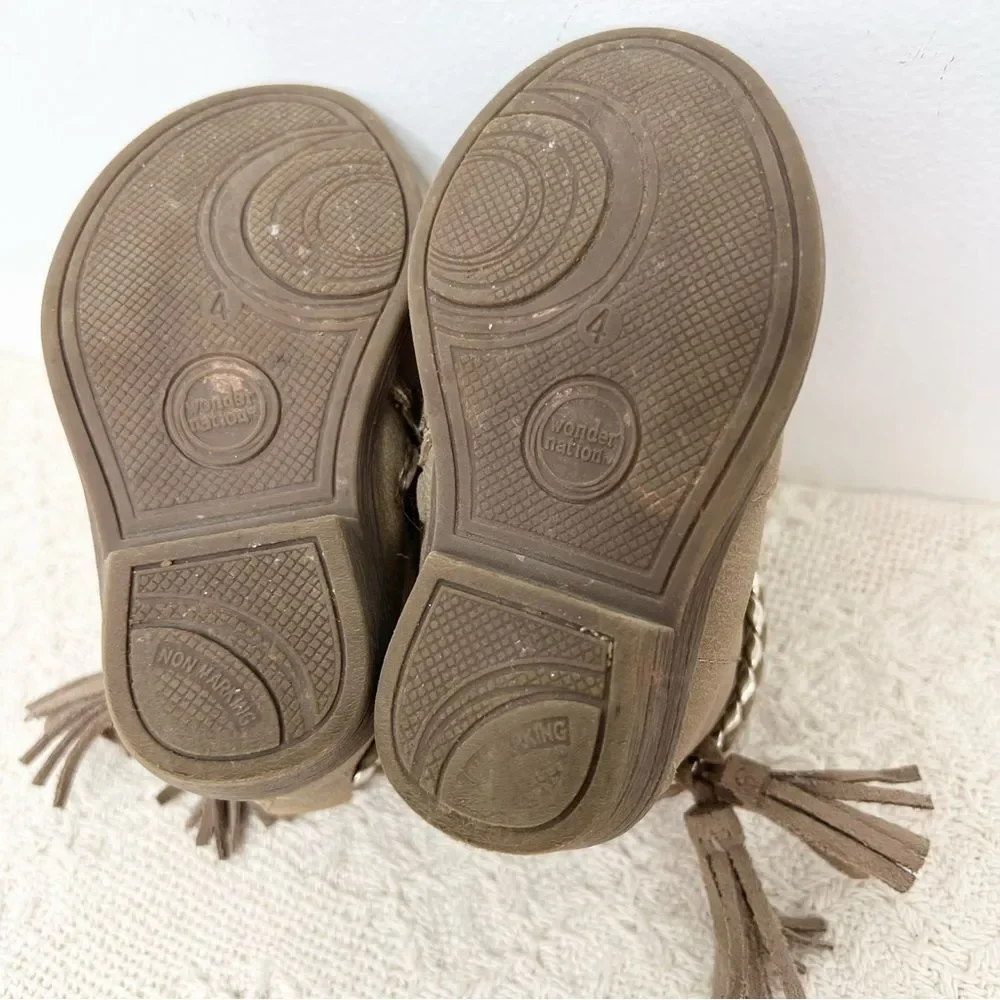 Wonder Nation Toddler Baby Girl Boots Sz 4 Tan Tassel Booties
